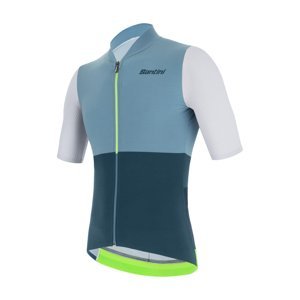 SANTINI Cyklistický dres s krátkym rukávom - REDUX ISTINTO - biela/modrá/zelená 2XL