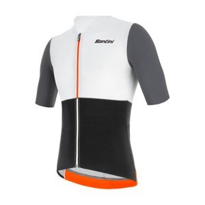 SANTINI Cyklistický dres s krátkym rukávom - REDUX ISTINTO - biela/šedá/čierna