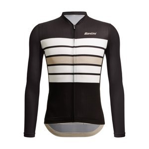 SANTINI Cyklistický dres s dlhým rukávom zimný - SLEEK BENGAL  - čierna/biela M