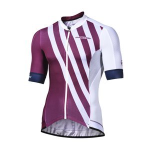 MONTON Cyklistický dres s krátkym rukávom - SPLIT - biela/fialová 2XL