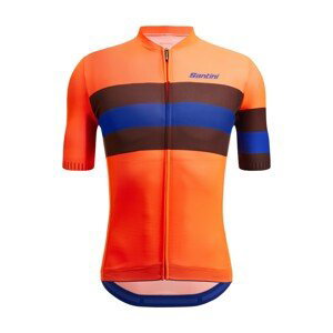 SANTINI Cyklistický dres s krátkym rukávom - SLEEK BENGAL  - oranžová/modrá S