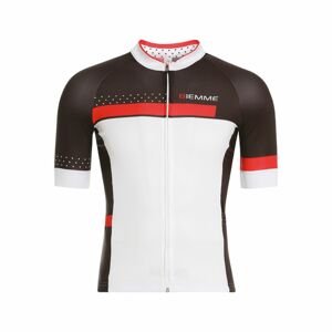 BIEMME Cyklistický dres s krátkym rukávom - POLKA - biela/červená/čierna