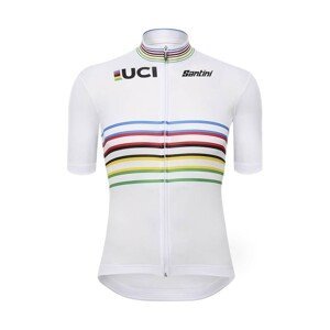SANTINI Cyklistický dres s krátkym rukávom - UCI WORLD CHAMPION MASTER - dúhová/biela XL