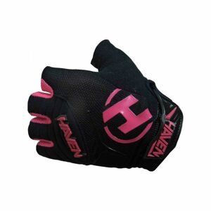 HAVEN Cyklistické rukavice krátkoprsté - DEMO - čierna/ružová