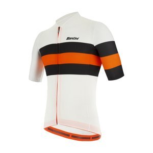 SANTINI Cyklistický dres s krátkym rukávom - ECOSLEEK BENGAL - biela/čierna/oranžová L