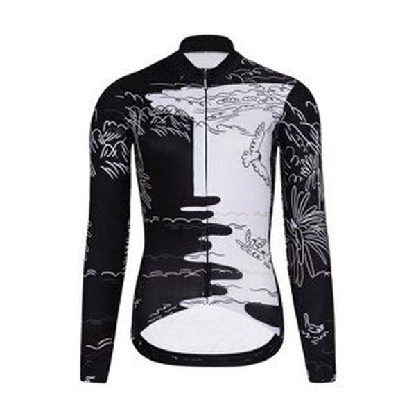 HOLOKOLO Cyklistický dres s dlhým rukávom zimný - VENTURE LADY WINTER - biela/čierna