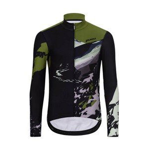 HOLOKOLO Cyklistický dres s dlhým rukávom zimný - CAMOUFLAGE WINTER - čierna/zelená XL