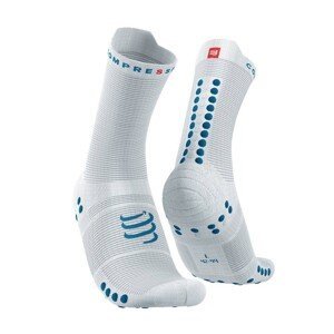 COMPRESSPORT Cyklistické ponožky klasické - PRO RACING 4.0 RUN - biela/modrá 42-44