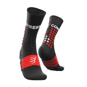 COMPRESSPORT Cyklistické ponožky klasické - ULTRA TRAIL - čierna/červená 39-41