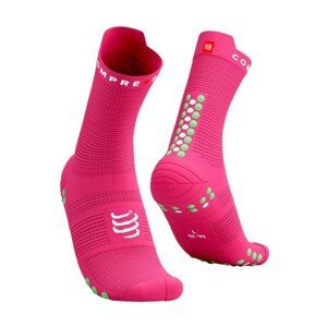 COMPRESSPORT Cyklistické ponožky klasické - PRO RACING 4.0 RUN - ružová/zelená 35-38