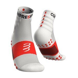 COMPRESSPORT Cyklistické ponožky klasické - TRAINING - biela/červená 35-38