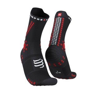 COMPRESSPORT Cyklistické ponožky klasické - PRO RACING 4.0 TRAIL - červená/čierna 39-41