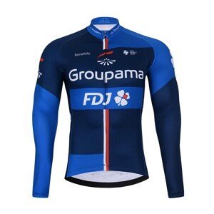 BONAVELO Cyklistický dres s dlhým rukávom zimný - FDJ 2023 - čierna/modrá XS