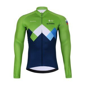 BONAVELO Cyklistický dres s dlhým rukávom zimný - SLOVENIA - modrá/zelená 6XL