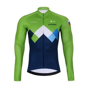 BONAVELO Cyklistický dres s dlhým rukávom zimný - SLOVENIA - zelená/modrá M