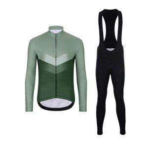 HOLOKOLO Cyklistický dlhý dres a nohavice - ARROW WINTER - čierna/zelená
