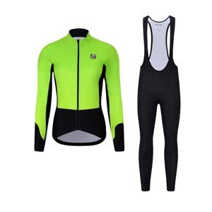 HOLOKOLO Cyklistická zimná bunda a nohavice - CLASSIC LADY - čierna/svetlo zelená