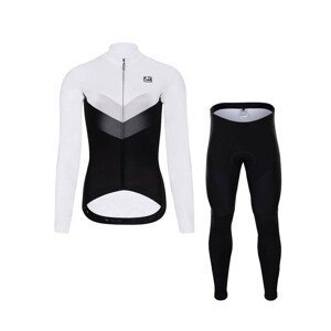 HOLOKOLO Cyklistický dlhý dres a nohavice - ARROW LADY WINTER - čierna/biela