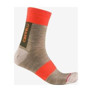 CASTELLI Cyklistické ponožky klasické - VELOCISSIMA THERMAL - béžová/oranžová S-M