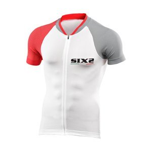 SIX2 Cyklistický dres s krátkym rukávom - BIKE3 ULTRALIGHT - biela/červená/šedá S