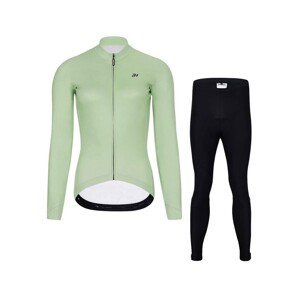 HOLOKOLO Cyklistický dlhý dres a nohavice - PHANTOM LADY WINTER - svetlo zelená/čierna