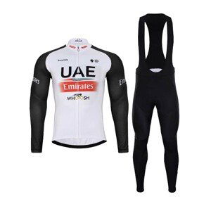 BONAVELO Cyklistický zimný dres a nohavice - UAE 2023 WINTER - čierna/červená/biela