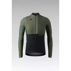 GOBIK Cyklistický dres s dlhým rukávom zimný - HYDER BLEND - zelená/čierna 3XL