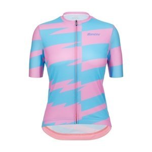 SANTINI Cyklistický dres s krátkym rukávom - FURIA SMART - tyrkysová/ružová XL