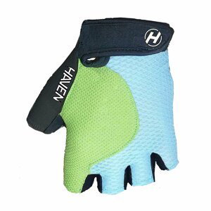 HAVEN Cyklistické rukavice krátkoprsté - KIOWA SHORT - čierna/modrá/zelená M