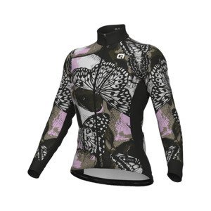 ALÉ Cyklistický dres s dlhým rukávom zimný - FALENA PR-E - čierna/biela/ružová/hnedá