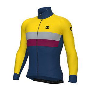 ALÉ Cyklistický dres s dlhým rukávom zimný - CHAOS OFF ROAD - GRAVEL - modrá/žltá 4XL