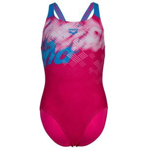 Arena splash point swimsuit v back girls fuschia 140cm
