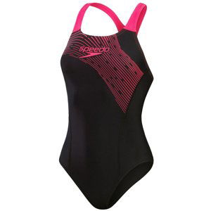 Speedo medley logo 1 piece black/electric pink xl - uk38