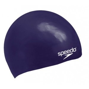 Speedo plain moulded silicone junior cap tmavo modrá