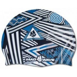 Plavecká čiapočka mad wave stripes silicone modrá