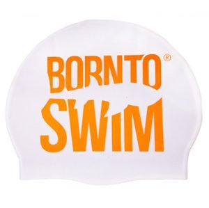 Plavecká čiapka borntoswim classic silicone bielo/oranžová