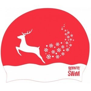 Plavecká čiapka borntoswim snowflakes reindeer cap červená