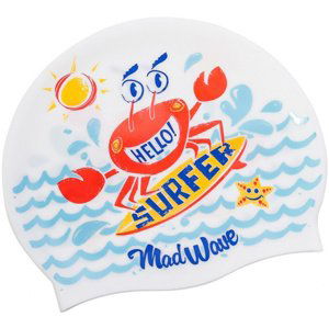 Detská plavecká čiapka mad wave surfer swim cap junior biela