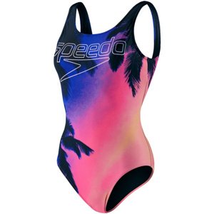 Dámske plavky speedo digital placement u-back blue flame/fluo