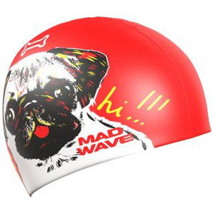 Mad wave docat swim cap junior bielo/červená