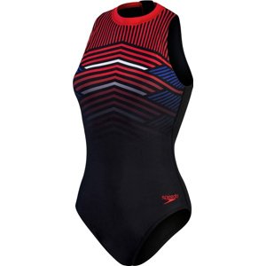 Speedo womens printed hydrasuit black/fed red/chroma blue/white xl -