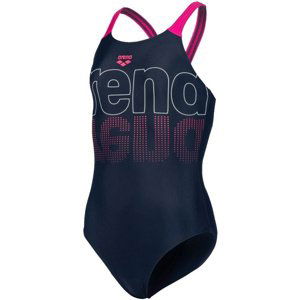 Arena girls swimsuit v back graphic navy/freak rose 128cm