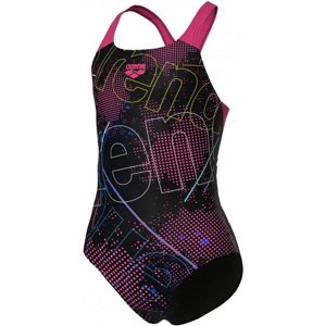 Arena girls galactics swimsuit swim pro back black/freak rose 128cm