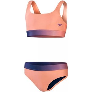 Speedo contrast band 2 piece girl soft coral/miami lilac 176cm