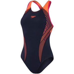 Speedo placement laneback true navy/electric pink/volcanic orange l -