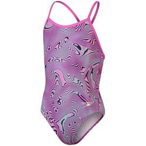 Speedo allover digital vback neon reefs girl true navy/orchid/green