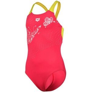 Arena girls butterfly swimsuit v back freak rose/soft green 140cm