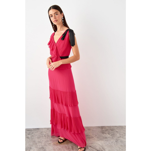 Trendyol Fuchsia Frill Detailed Evening Dress