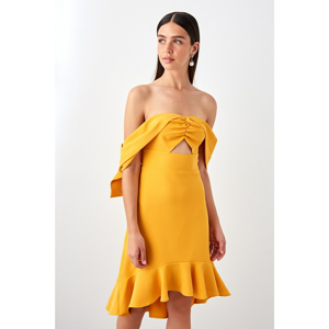 Trendyol Mustard Flywheel Detailed Dress