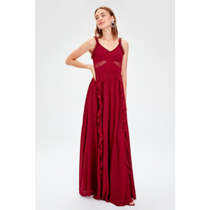 Trendyol Burgundy Lace Detailed Evening Dress